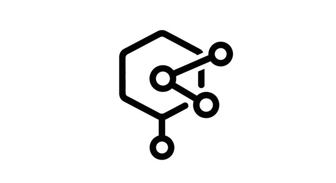 Black and white molecular structure symbol.
