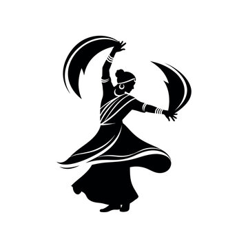 Silhouette of a Woman Performing a Traditional Indian Dance.