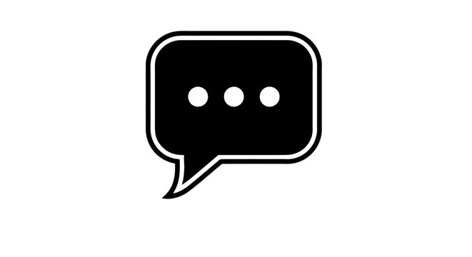 Black speech bubble icon symbol.