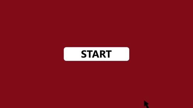 Start  Button Click Animation with Mouse Cursor, User Interface Call to Action UI Element on ret Background.