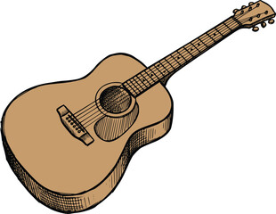 Fototapeta premium Hand Drawn Acoustic Guitar Illustration Vector