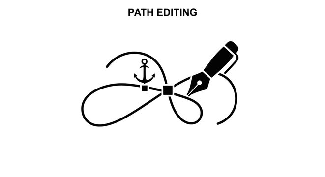 Pen editing a curved line path.