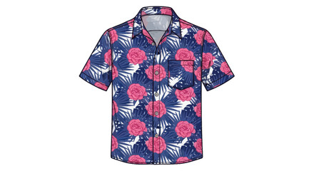 Hawaiian shirt with floral and palm leaf pattern © Mangnu