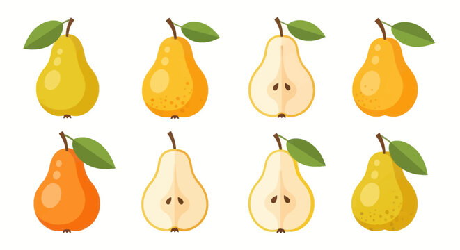 Colorful illustration of pears in different stages