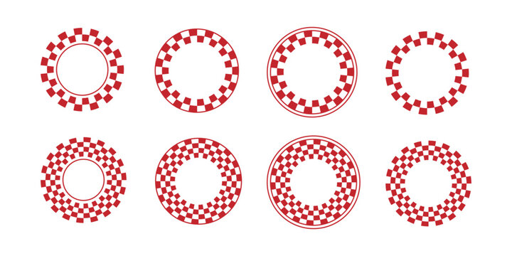 Checkerboard Circle Pattern Set &ndash; Circular Checkered Shapes, Radial Geometric Vector Collection