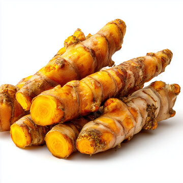 curcuma comosa rhizomes on white background