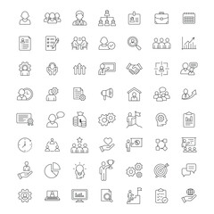 Fototapeta premium Human Resources Icon Set – HR Management, Recruitment, Teamwork and Business Line Vector Icons.eps10