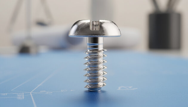 Screw Close up Showing Precision and Engineering Detail on a Blueprint Ideal for Construction and Technical Applications