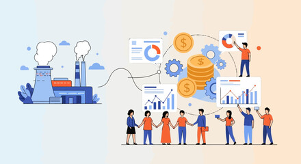 Fototapeta premium Industrial Factory Performance and Financial Analysis Illustration