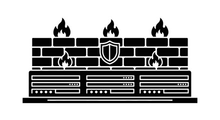 Naklejka premium Firewall Network Security System Protection.