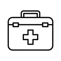 Fototapeta premium First aid medical kit bag vector icon for emergency equipment and healthcare safety supplies