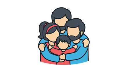 Fototapeta premium A cartoon illustration of a family hug.