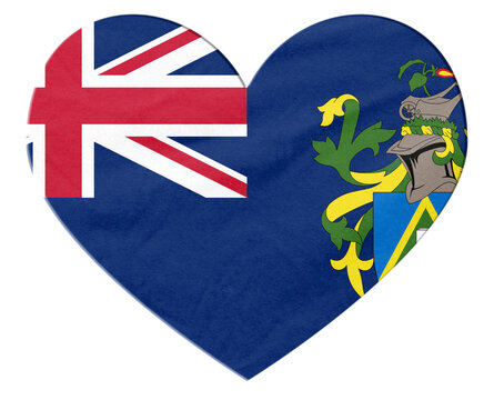 Pitcairn Islands flag heart shape love concept