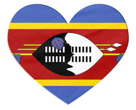 Eswatini flag in heart shape with love concept