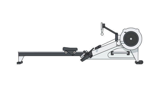 Modern Indoor Rowing Machine Illustration for Fitness Training and Gym Exercise isolated on White