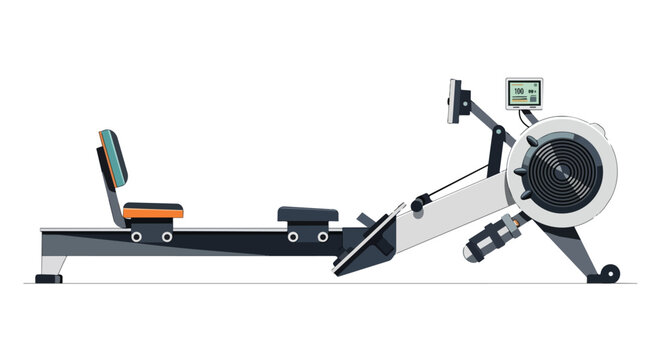 Modern Indoor Rowing Machine Ergometer for Fitness Cardio Training and Gym Workout Illustration Isolated on White Background