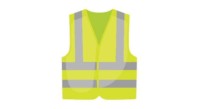 High Visibility Neon Yellow Safety Vest with Reflective Strips Illustration for Construction and Industrial Work Security