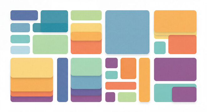 Abstract Composition of Rounded Rectangles in a Minimalist Flat Design with Subtle Color Gradients