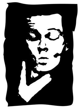 Egon Schiele Style Artistic Portrait - Minimalist Vector Line Art for T-shirts