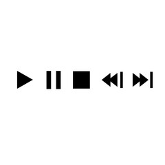 Obraz premium Black media player control buttons set