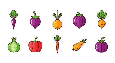 Fototapeta premium Colorful vector illustration of various vegetables