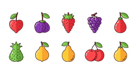 Fototapeta premium Colorful vector illustrations of various fruits