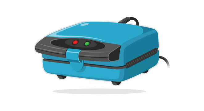 Compact Blue Electric Sandwich Maker and Panini Press Kitchen Appliance Illustration
