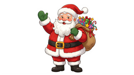 Fototapeta premium 3d cartoon santa claus festive character isolated on transparent background for holiday designs