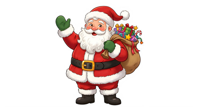 3d cartoon santa claus festive character isolated on transparent background for holiday designs
