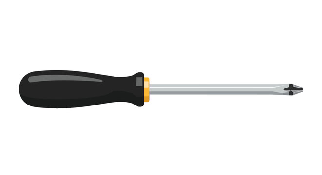 Crosshead Screwdriver with Black Ergonomic Handle Illustration Isolated on White Background