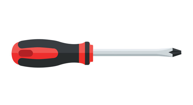 Phillips Head Screwdriver Illustration with Red and Black Ergonomic Handle for Construction and DIY Home Repair