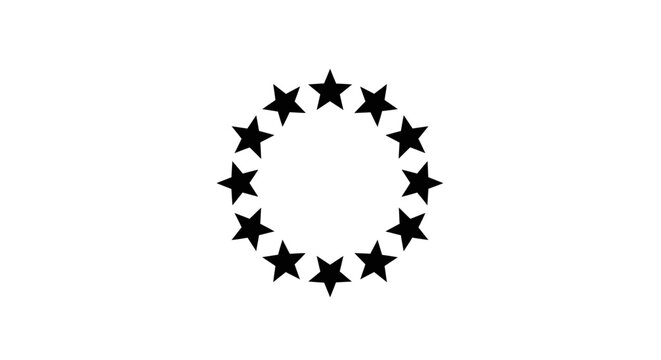 Circle of Black Stars on White Background