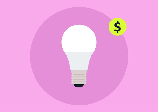 isolated LED light bulb illuminates against a soft pink backdrop, symbolizing innovation and inspiration, ready to brighten any space and spark new ideas.