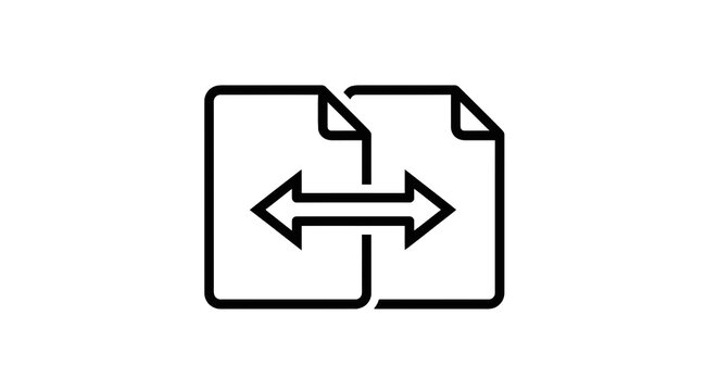 Black icon of two exchanging files.
