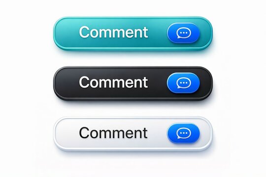 Modern comment button with speech bubble icon in different styles