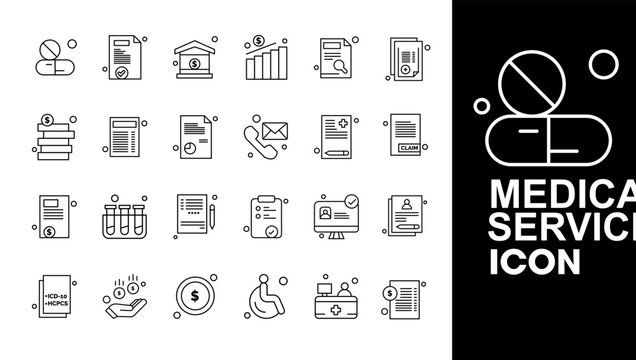 Medical service linear icons vector pack collection set