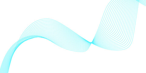 Fototapeta premium An elegant abstract background design featuring gradient colored line art in a wave pattern. Wavy digital future technology curve ocean lines on transparent background. Simple Abstract flowing wave. 