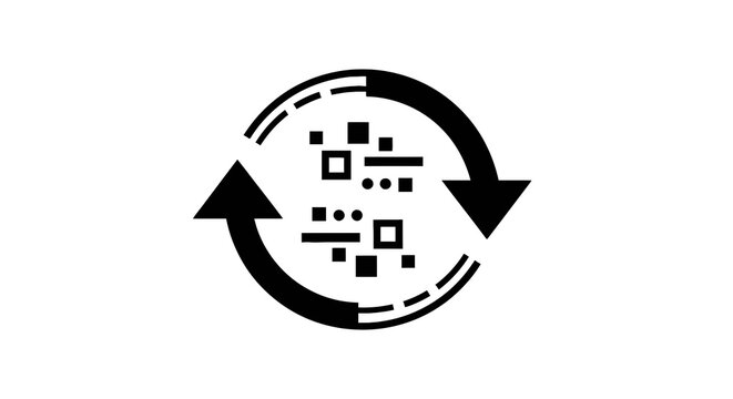Black Recycling Barcode Symbol Icon.