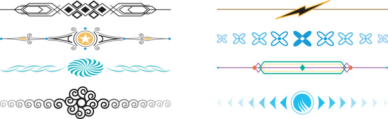 Decorative Dividers and Ornamental Border Set: Elegant Geometric Vector Design Elements © TAHERA