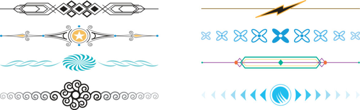 Decorative Dividers and Ornamental Border Set: Elegant Geometric Vector Design Elements