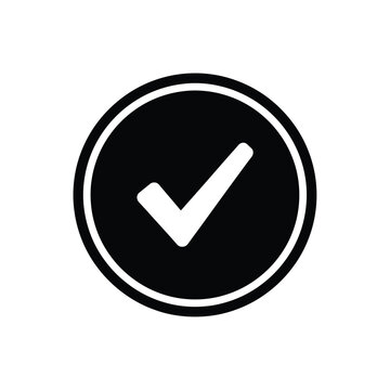 Black and white checkmark icon symbol.
