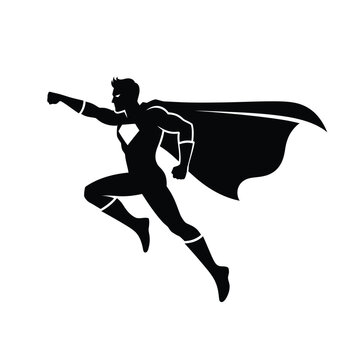 Superhero in action flying fast.