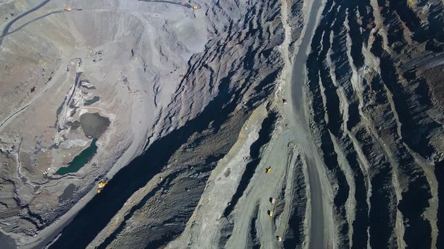 Iron ore quarry mining drone view