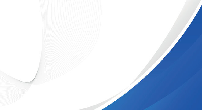 A clean and modern abstract background featuring elegant blue curves and thin flowing lines on a white base, perfect for professional business presentations and digital marketing.