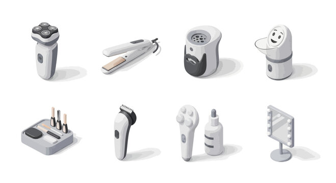 Collection of grooming and personal care appliances for men and women, featuring hair removal, styling, and skincare tools