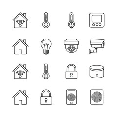 Fototapeta premium Smart home security and automation icons set