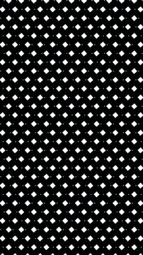 Animated Seamless Pattern Of Rotating Squares Scrolling Up On A Black Background, Seamless Loop, 9:16 Vertical Video