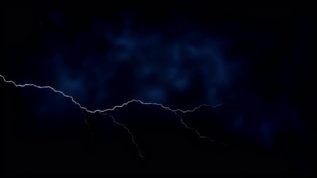 Fantasy wallpaper. A dramatic depiction of a lightning bolt striking against a deep blue background. The lightning bolt is the main subject.