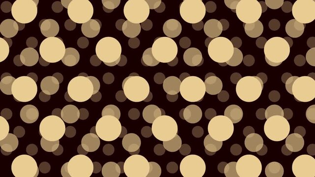 Animated Seamless Pattern Of Gold Outlined Rings Transforming Into Filled Circles With Parallax Animation On A Dark Background, 4K Seamless Loop, 16:9 Horizontal Video