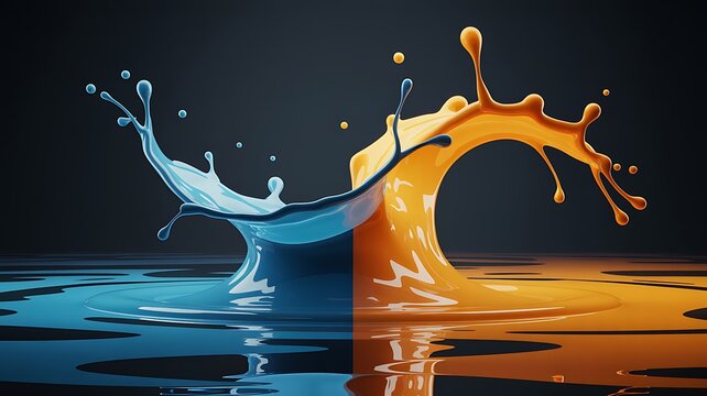 Colorful water splash on dark background